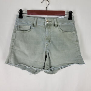 American Eagle Denim Shorts Womens 2‎ Green Jean Mid Rise Super Super Stretch